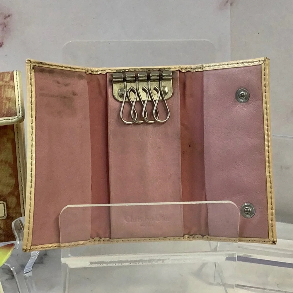 Dior Tan and Pink Wallet and Accessory Key Set